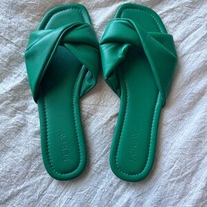 J. Crew Emerald Green Twisted Slide Sandals